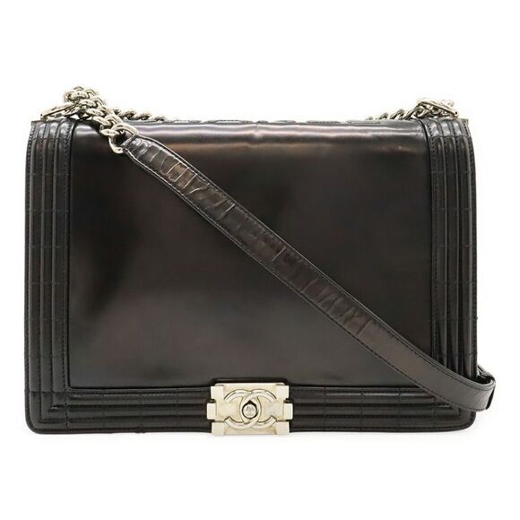 Chanel Boy Leather Shoulder Bag Black - Picture 1 of 9